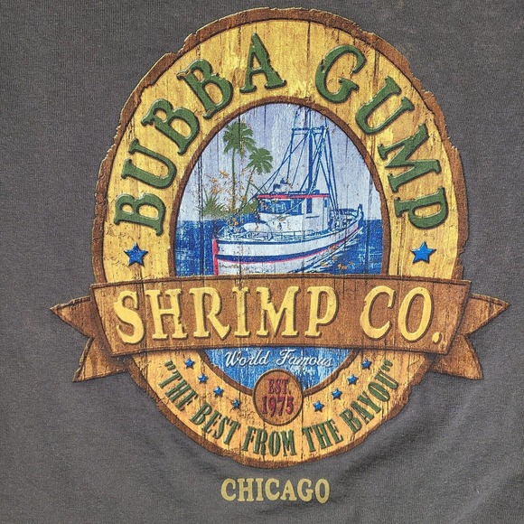 Bubba Gump Shrimp Co T-Shirt Mens Large Brown Olive Graphic Tee Chicago - Picture 3 of 12